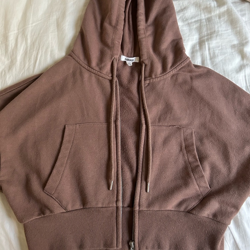 Garage cropped zip-up hoodie